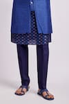 Shop_BUBBER COUTURE_Blue Flat Raw Silk Print Griffin Ivan Sherwani Jacket _Online_at_Aza_Fashions