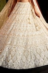 Roqa_Ivory Net Embroidery Sequin Leaf Neck Bridal Lehenga Set _Online_at_Aza_Fashions