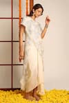 Buy_Style Junkiie_Ivory Crepe Embroidered Floral Round Wrap Tunic  _Online_at_Aza_Fashions