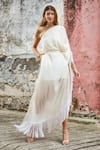 Style Junkiie_Ivory Natural Crepe Asymmetric One Shoulder Kaftan  _Online_at_Aza_Fashions