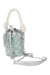 Buy_The Leather Garden_Green Sequin Embellished Ivy Leather Potli Bag _Online_at_Aza_Fashions