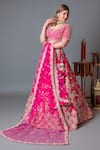 Buy_Kalighata_Pink Silk Sequins, Cut Work Boat Neck Raw Floral Embellished Bridal Lehenga Set _Online_at_Aza_Fashions