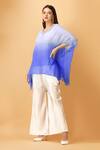 Buy_Label Ivish_Blue V-neck Ombre Cutdana Embroidered Kaftan Set _at_Aza_Fashions