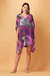Shop_LABEL IVISH_Purple Viscose Embroidery V-neck Abstract Pattern Kaftan _Online_at_Aza_Fashions