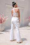 Buy_MONK & MEI BY SONIA ANAND_White Georgette Embroidered Chikankari Jacket  Spread Collar Inayat Pant Set _Online_at_Aza_Fashions