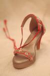 AROUND ALWAYS_Red Embroidery Ira Tie Back Kitten Heels _Online_at_Aza_Fashions