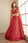 Studio Iris India Red Organza, Net Sequins Sweetheart Neck Anam Embroidered Bridal Lehenga Set Online at Aza Fashions Studio Iris India_Red Organza, Net Sequins Sweetheart Neck Anam Embroidered Bridal Lehenga Set _Online_at_Aza_Fashions