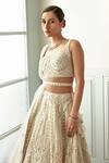 Shop_Studio Iris India_White Organza, Net Pearls, Mirrors Aziz Embroidered Bridal Lehenga Set_Online_at_Aza_Fashions