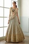 Buy_Studio Iris India_Grey Organza Embroidery Floral Geometric Sweetheart Heera Bridal Lehenga Set _Online_at_Aza_Fashions