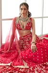 Studio Iris India_Pink Viscose Georgette Embroidery Sequins Afreen Floral Bridal Lehenga Set _at_Aza_Fashions