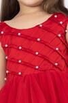 Darleen Kids Couture_Red Taffeta, Net Pearls Isabella Tiered Gown _Online_at_Aza_Fashions