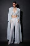 Itrh_Silver Net Embellished Crystal Leocadia Work Jacket And Pant Set  _Online_at_Aza_Fashions