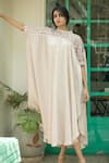 Buy PIRI INDIA Beige Organza, Silk Embroidery High Neck Hand And Smocked Tunic Online at Aza Fashions Buy_PIRI INDIA_Beige Organza, Silk Embroidery High Neck Hand And Smocked Tunic _Online_at_Aza_Fashions