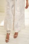 Omana By Ranjana Bothra_Ivory Chanderi, Organza Applique, Embroidery, Tassels V-neck Safina Kurta Set _at_Aza_Fashions