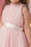 Darleen Kids Couture_Pink Net, Taffeta Pearls Ivy Flared Dress _Online_at_Aza_Fashions