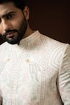 Shop_Paarsh_Beige Sherwani Heavy Modal Embroidered Ekhtar Resham And Sequin Work Set _Online_at_Aza_Fashions