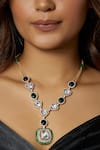 Joules by Radhika_Green Polkis Pendant Necklace _Online_at_Aza_Fashions