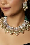 joules by radhika_Green Kundan Handcrafted Polki Necklace Set _Online_at_Aza_Fashions