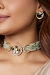 joules by radhika_Green Polki Bead Layered Choker Set_Online_at_Aza_Fashions