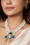 Joules by Radhika_Blue Onyx Pearl Layered Necklace Set_Online_at_Aza_Fashions