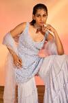 J By Jannat_Blue Georgette, Organza, Silk Sequins, Beads Embroidered Kurta Sharara Set _at_Aza_Fashions