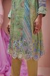 Saundh_Green Kurta Pure Raw Silk Embroidered And Printed Floral Round Ivy A-line Set_at_Aza_Fashions