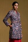 Shop_Ritu Kumar_Black Cotton Bookley Floral Print Long Jacket_Online_at_Aza_Fashions