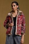 Ritu Kumar_Pink Cotton Bookley Printed Fur Jacket_Online_at_Aza_Fashions
