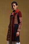 Buy_Ritu Kumar_Black Viscose Crepe Geometric Print Long Jacket_Online_at_Aza_Fashions