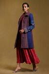 Ritu Kumar_Blue Viscose Crepe Paisley Print Long Jacket_Online_at_Aza_Fashions