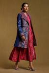 Buy_Ritu Kumar_Blue Viscose Crepe Paisley Print Long Jacket_Online_at_Aza_Fashions