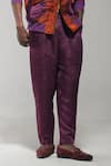 Jatin Malik_Purple Linen Silk Embroidered Cord Trouser _Online_at_Aza_Fashions