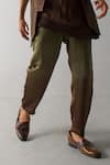 Jatin Malik_Brown Linen Silk Dyed Ombre Trouser _Online_at_Aza_Fashions