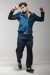 Jatin Malik_Blue Linen Silk Ombre Bomber Jacket With Kurta Set _Online_at_Aza_Fashions