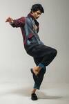 Jatin Malik_Grey Linen, Silk Embroidery Bomber Jacket And Trouser Set _Online_at_Aza_Fashions