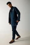 Jatin Malik_Green Linen Silk Marble Dye Short Jacket With Kurta Set _Online_at_Aza_Fashions