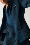 Buy_Jatin Malik_Green Linen Silk Marble Dye Short Jacket With Kurta Set _Online_at_Aza_Fashions