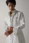 Jatin Malik_Ivory Cotton Linen Striped Vertical Shacket With Kurta Set _Online_at_Aza_Fashions