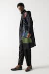 Jatin Malik_Black Modal, Rayon Embroidery Hand Overcoat With Kurta Set _Online_at_Aza_Fashions