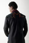 Shop_Jatin Malik_Black Modal, Rayon Embroidery Hand Overcoat With Kurta Set _Online_at_Aza_Fashions