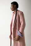 Shop_Jatin Malik_Pink Banana Crepe Striped Pintuck Overcoat With Kurta Set _Online_at_Aza_Fashions