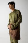 Buy_Jatin Malik_Green Linen Silk Embroidered Farisha Shacket With Kurta Set _Online_at_Aza_Fashions