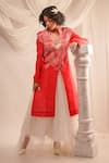 Jajaabor_Pink Silk Organza Full Sleeve Embroidered Jacket_Online_at_Aza_Fashions