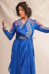 Jajaabor Blue Silk Organza, Satin, Embroidery Cowl Neck Angrakha And Pant Set Online at Aza Fashions Jajaabor_Blue Silk Organza, Satin, Embroidery Cowl Neck Angrakha And Pant Set _Online_at_Aza_Fashions
