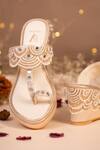 Buy_House Of Vian_Gold Embroidery Jashn Scallop Kolhapuri Wedges _at_Aza_Fashions