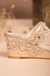 Shop_House Of Vian_Gold Embroidery Jashn Scallop Kolhapuri Wedges _Online_at_Aza_Fashions