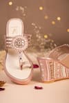Buy_House Of Vian_Pink Beads, Mirrors Jharokha Embroidered Kolhapuri Wedges _at_Aza_Fashions