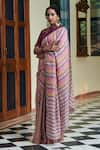 Buy_Dressfolk_Multi Color 100% Linen And Zari Woven Stripe Jhilmil Pattern Saree  _Online_at_Aza_Fashions