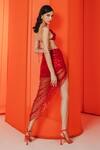 Buy_July Issue_Red Net Hand Embroidered Sequin Work Cowl Neck Top And Skirt Set _Online_at_Aza_Fashions