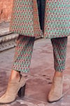 Buy_Gulabo Jaipur_Green Cotton Block Print Floral Pattern Top Kafia Quilted Coat And Pant Set_Online_at_Aza_Fashions